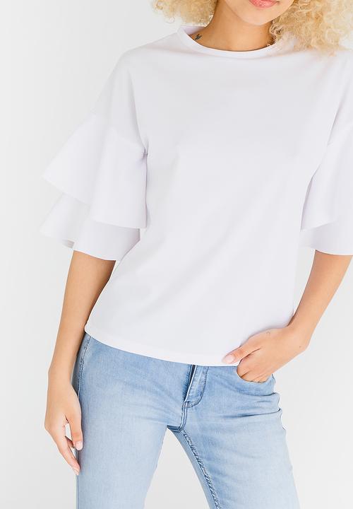 c(inch) - Double Frill T-shirt White