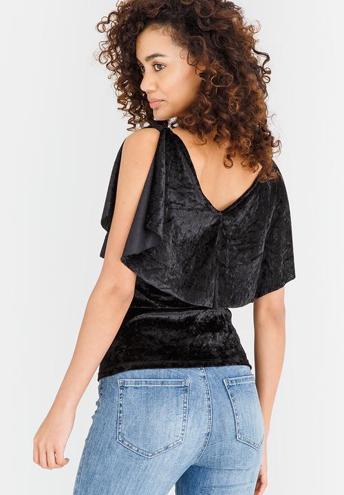 edit - Frilly Velvet Top Black