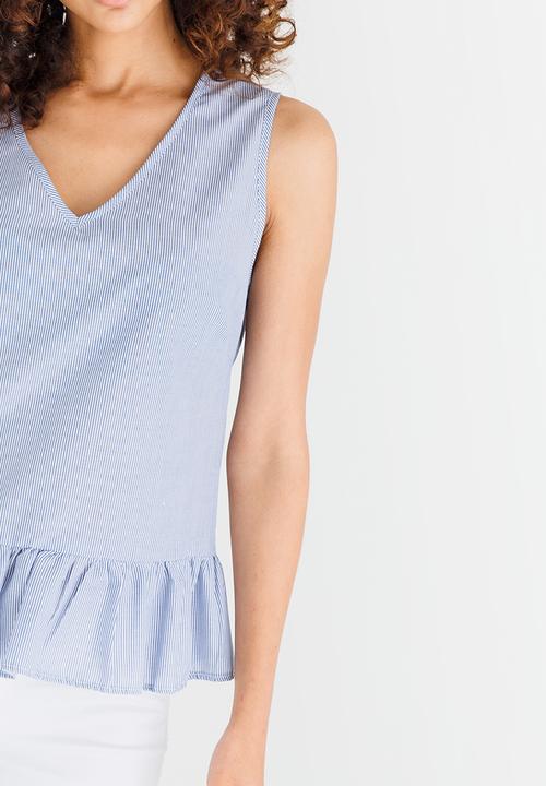 edit - Sleeveless Frill Top Blue
