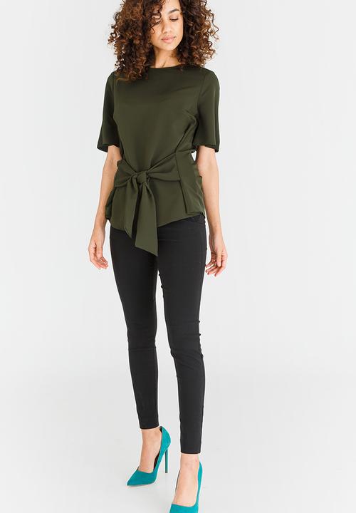 edit - Short Sleeve Woven Blouse Khaki Green