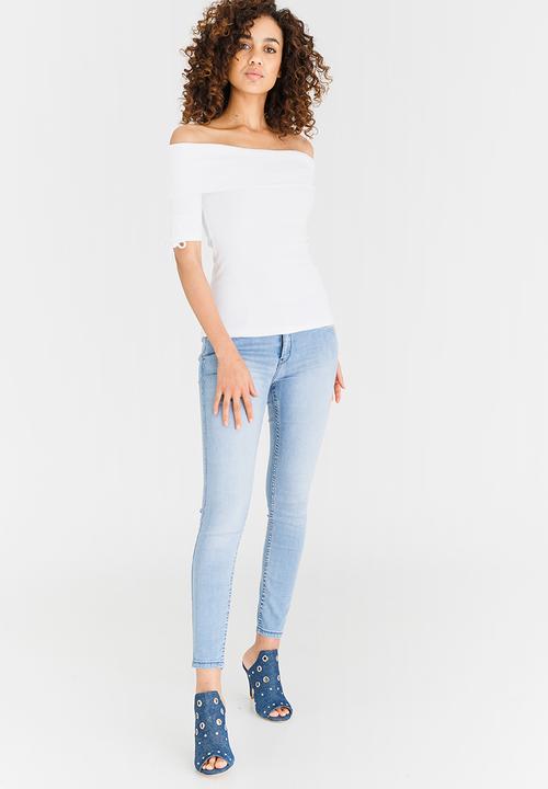edit - Bardot Top with Sleeve Details White