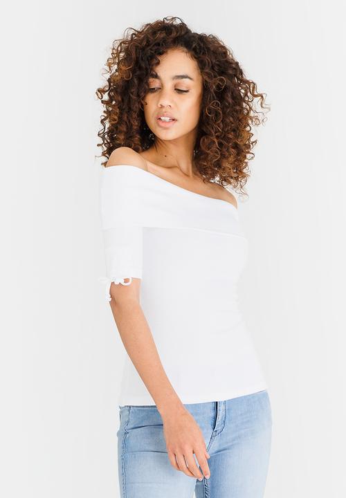 edit - Bardot Top with Sleeve Details White