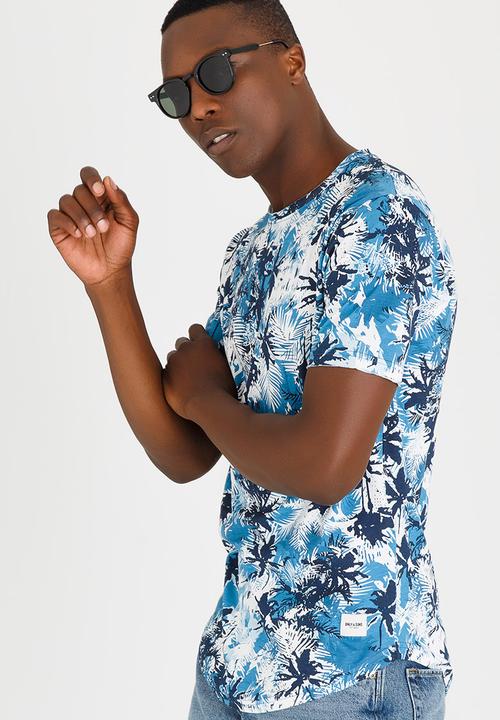 Only & Sons - Matty All Over Print Fitted Tee Dark Blue