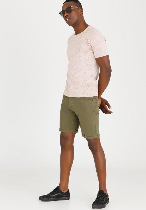 Only & Sons - Silas All Over Print Fitted Tee Pale Pink