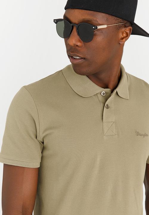 Wrangler - Flagged  Cotton Polo Khaki Green