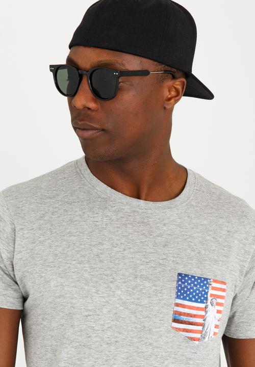 Brave Soul - Dwight Printed Pocket Tee Grey