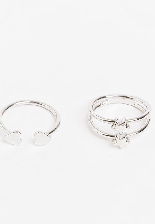 Pop Candy - Girls  Star & Heart  Ring Silver
