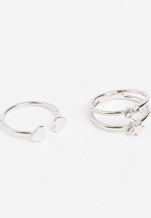 Pop Candy - Girls  Star & Heart  Ring Silver