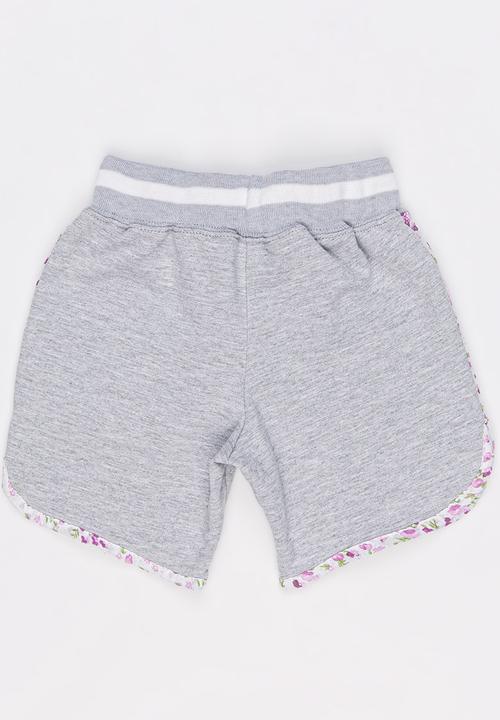 Pop Candy - Fleece Shorts with Applique Grey Melange