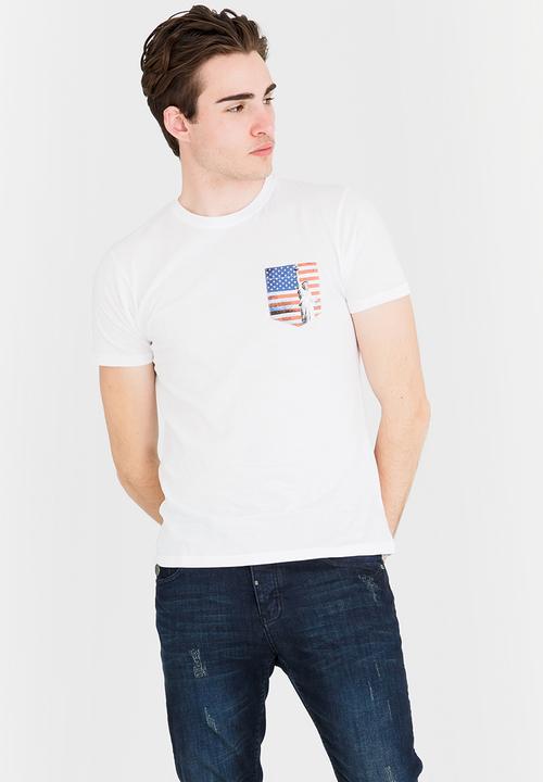Brave Soul - Dwight Printed Pocket Tee White