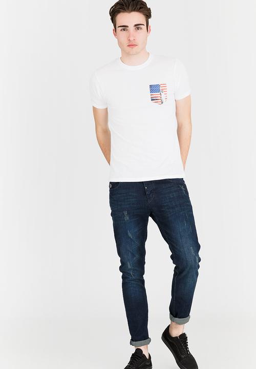 Brave Soul - Dwight Printed Pocket Tee White