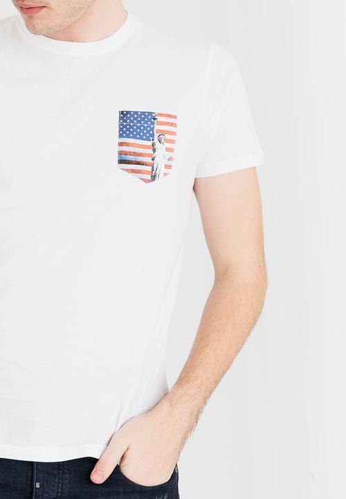 Brave Soul - Dwight Printed Pocket Tee White