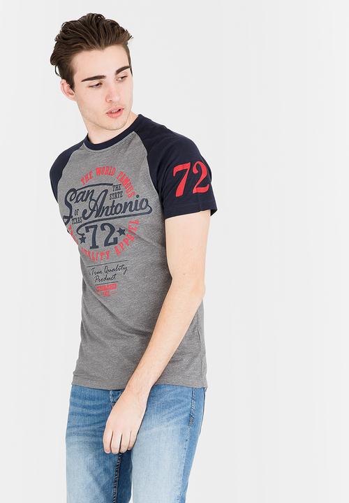Brave Soul - Antonio Printed Tee Mid Grey