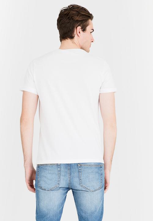 Brave Soul - Oritz Plain Printed Pocket Tee White
