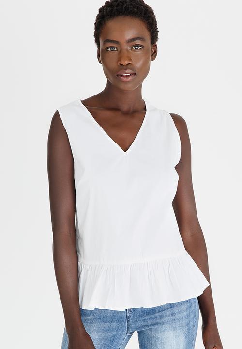 edit - Sleeveless Frill Top White