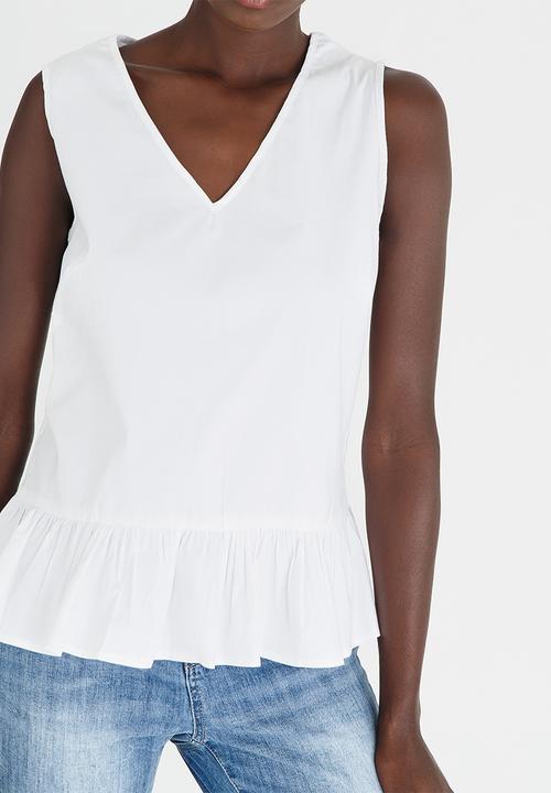 edit - Sleeveless Frill Top White