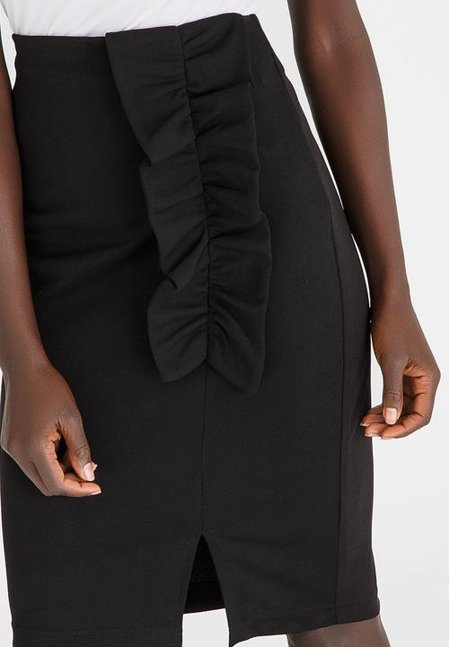 edit - Midi Skirt with Frills Black