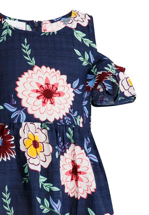 Pop Candy - Printed Cold Shoulder Dress Multi-colour