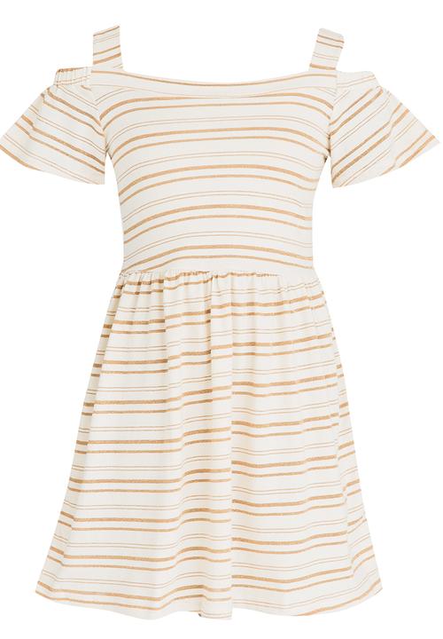 Rebel Republic - Cold Shoulder Jersey Dress Gold