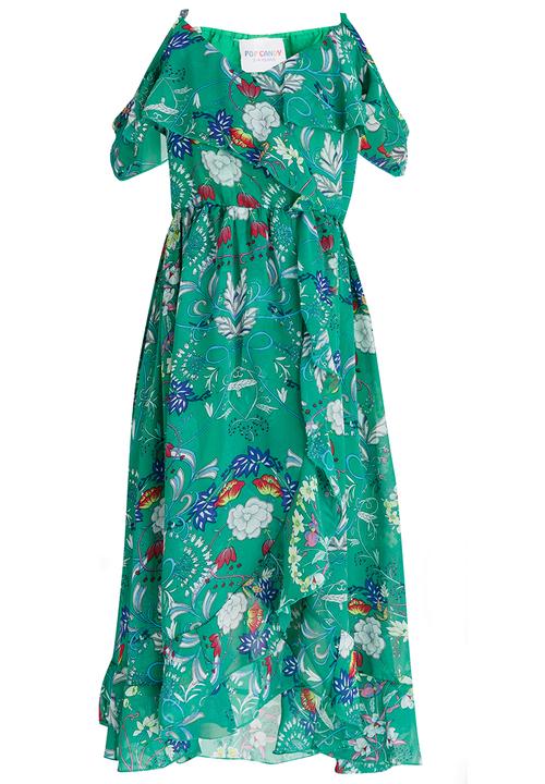 Pop Candy - Cold Shoulder Maxi Dress Multi-colour