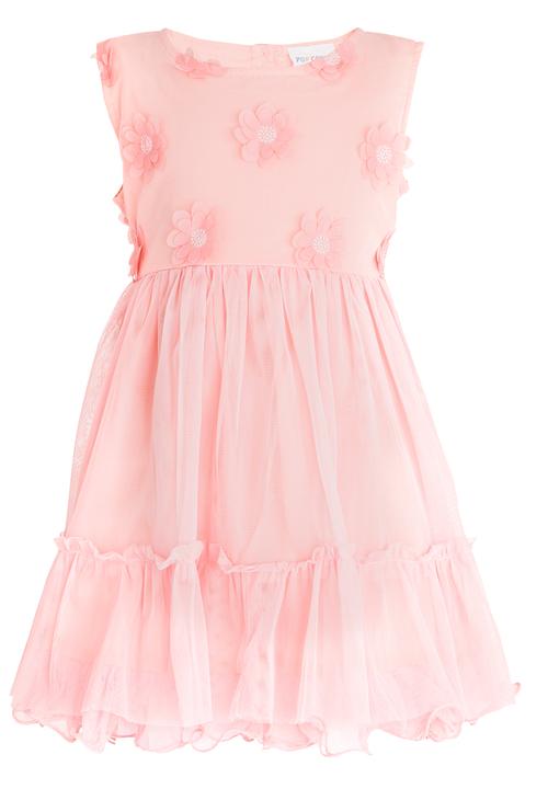 Pop Candy - Flower Detail Mesh Dress Mid Pink