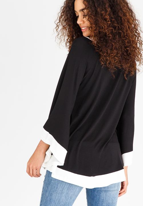 edit - Colourblock Batwing Top Black and White