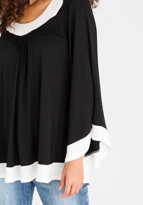 edit - Colourblock Batwing Top Black and White
