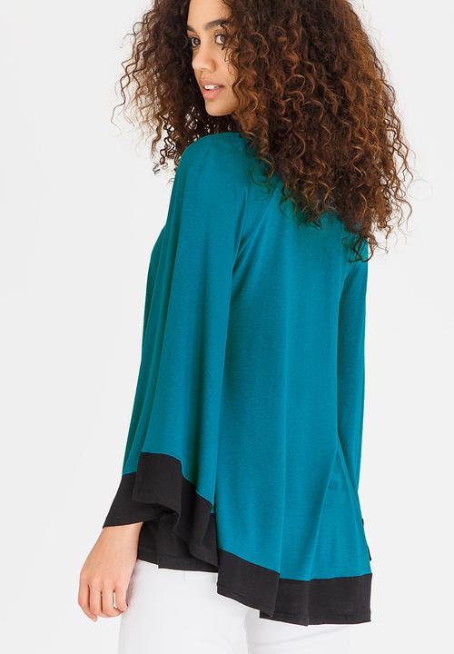 edit - Colourblock Batwing Top Dark Green