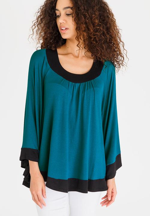 edit - Colourblock Batwing Top Dark Green