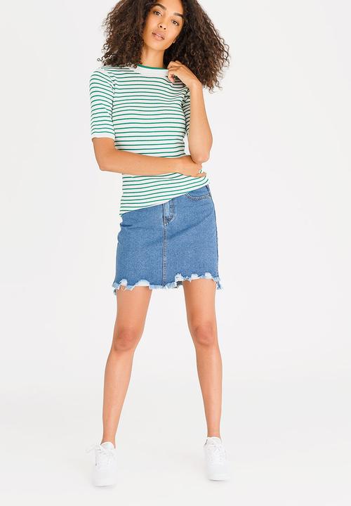 Pieces - Saria Short Sleeve Knit Top Green