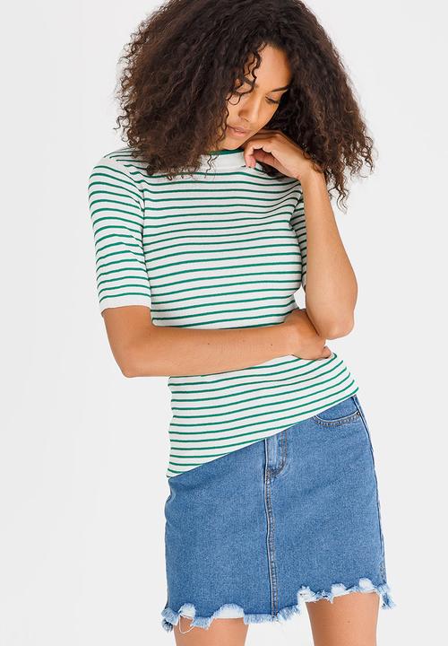 Pieces - Saria Short Sleeve Knit Top Green