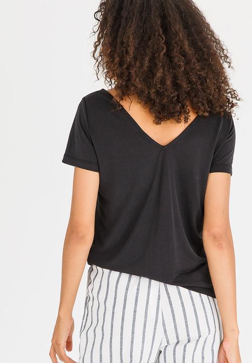 Pieces - Siw V-neck Easy Fit Tee Black