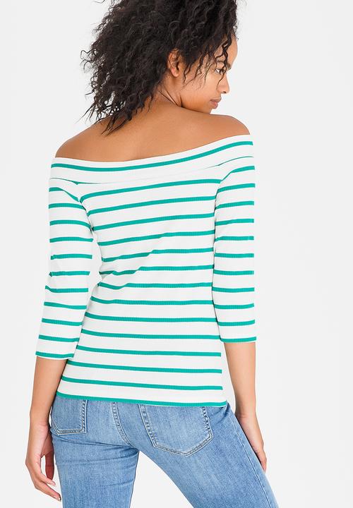 Pieces - Sisa Off-the-shoulder Top Green