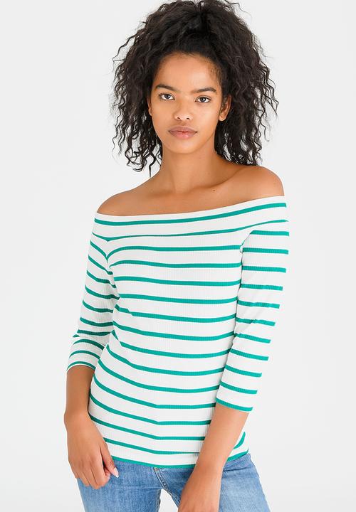Pieces - Sisa Off-the-shoulder Top Green