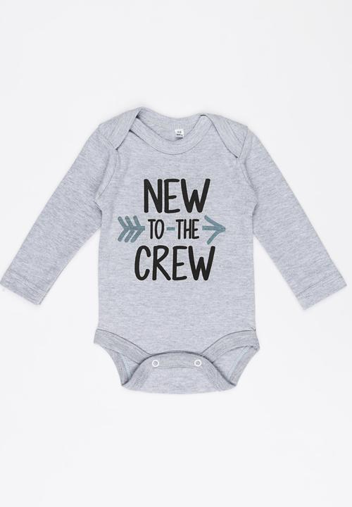 Funky Shop - New to the crew baby grow - grey