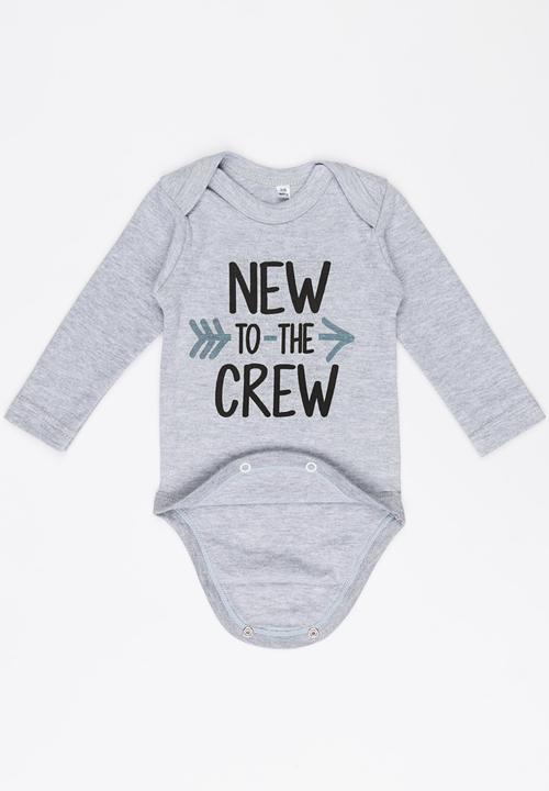 Funky Shop - New to the crew baby grow - grey