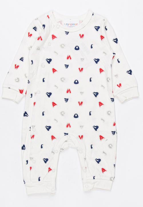 Pop Candy - Alphabet printed sleep suit - white