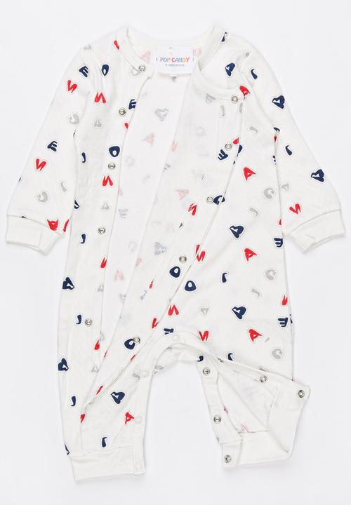Pop Candy - Alphabet printed sleep suit - white