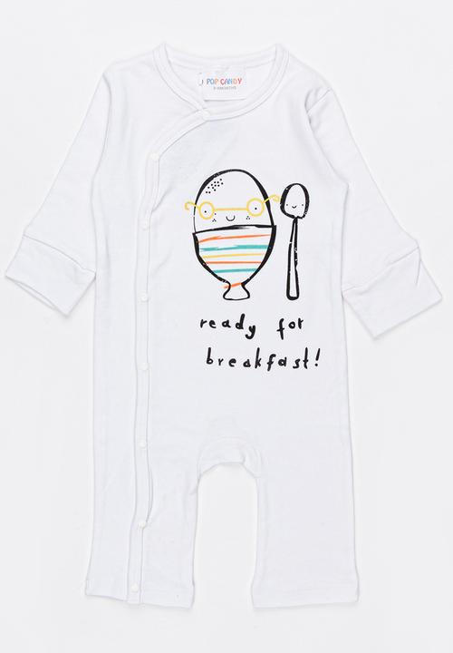 Pop Candy - Printed ready for breakfast bodysuit - white