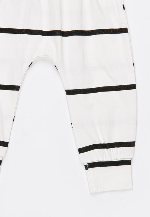 Pop Candy - Stripe Pull-On Pants Black and White