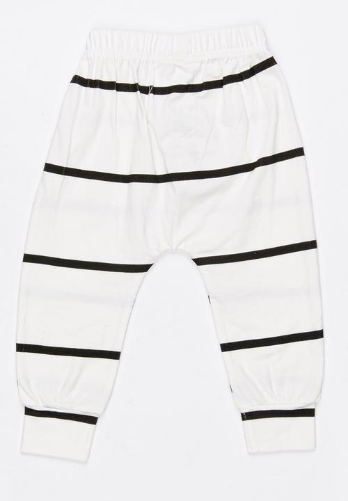Pop Candy - Stripe Pull-On Pants Black and White