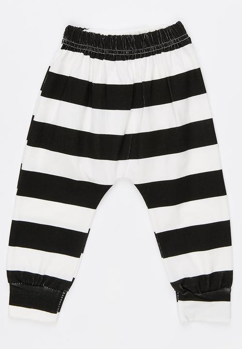 Pop Candy - Stripe Pull-On Pants Black and White