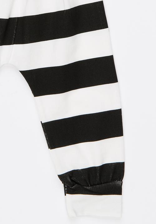 Pop Candy - Stripe Pull-On Pants Black and White