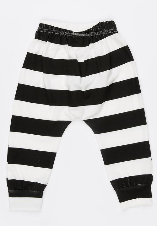 Pop Candy - Stripe Pull-On Pants Black and White