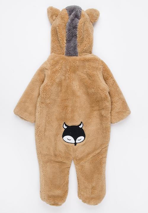 Pop Candy - Fleece Onesie with Embroidered Face Brown