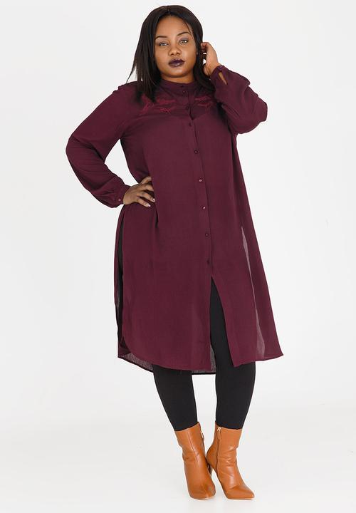 Marique Yssel - Judy Shirt Tunic with Embroidery Burgundy