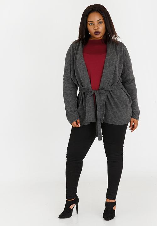 edit Plus - Shawl collar Cardi Charcoal