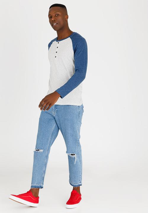 Brave Soul - Rasmus Crew Neck Raglan Top Pale Blue