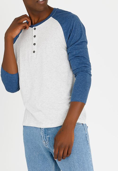 Brave Soul - Rasmus Crew Neck Raglan Top Pale Blue
