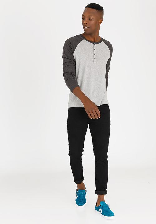 Brave Soul - Rasmus Crew Neck Raglan Top Grey Melange